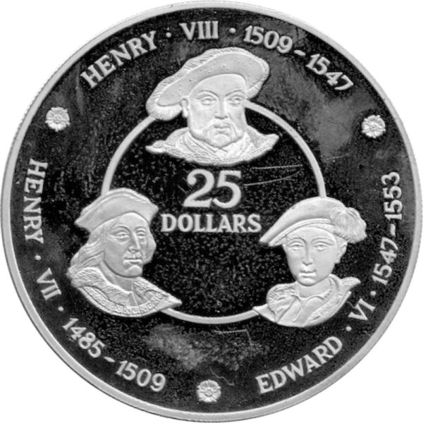 Cayman Inseln 25 Dollars 1980 - Könige von England "Haus Tudor" - Silber PP
