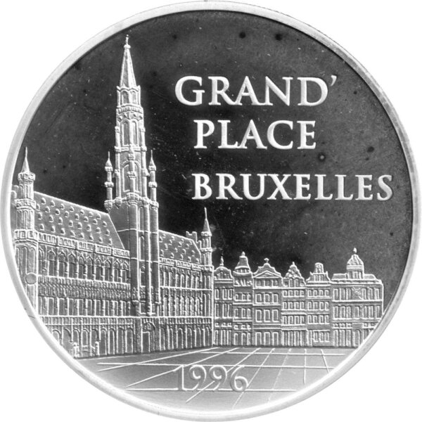 Frankreich 100 Francs 1996 - Bedeutende Bauwerke in Europa "Großer Markt in Brüssel" - Silber PP