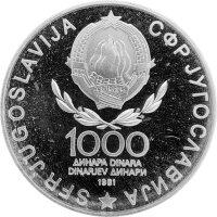 Jugoslawien 1000 Dinar 1981 - 40. Jahrestag Aufstand und Revolution - Silber PP