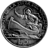 Vatikan 5 Lire 1940 - Papst Pius XII. - Silber