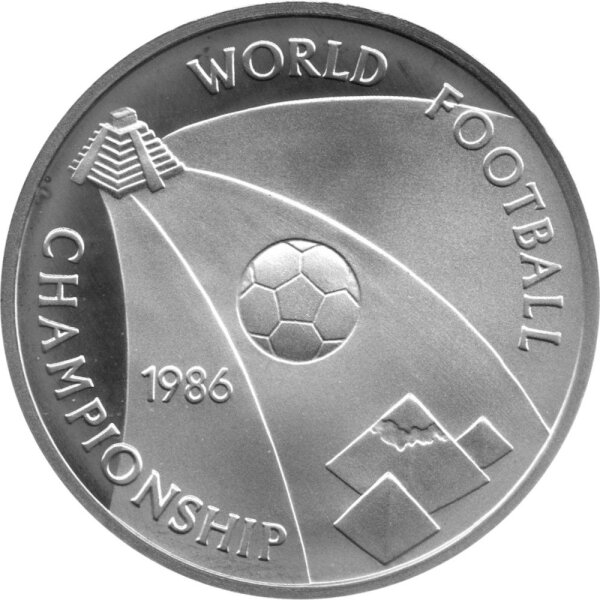 Ägypten 5 Pfund 1986 - XIII. Fußball-WM 1986 in Mexiko "Fußball vor Pyramiden" - Silber PP