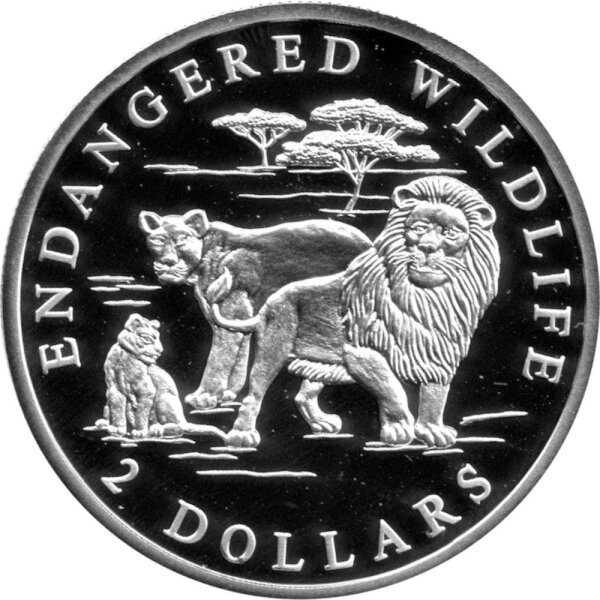 Cook Islands 2 Dollars 2012 - Gefährdete Wildtiere "Löwenfamilie" - Silber PP