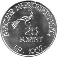 Ungarn 25 Forint 1967 - 85. Geburtstag von Zoltán Kodály - Silber