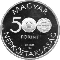 Ungarn 500 Forint - 1986 XIII. Fußball WM 1986 in Mexiko "Spielszene" - Silber PP