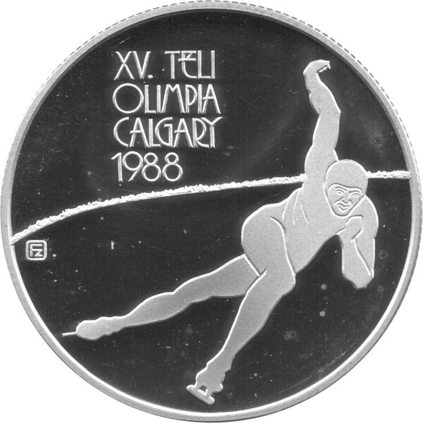 Ungarn 500 Forint 1986 - XV. Olympische Winterspiele 1988 in Calgary "Eisschnelllauf" - Silber PP