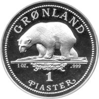 Grönland 1 Piaster 1987 - Eisbär - 1 oz. Silber PP