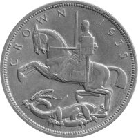 UK 1 Crown 1935 - 25 Jahre Regierung des Königs Georg V. - Silber