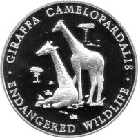 Sambia 1.000 Kwacha 2000 - Gefährdete Tierwelt "Giraffe" - Silber PP
