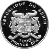 Benin 1.000 Francs 2001 - Gefährdete Tierwelt "Zebra" - Silber PP