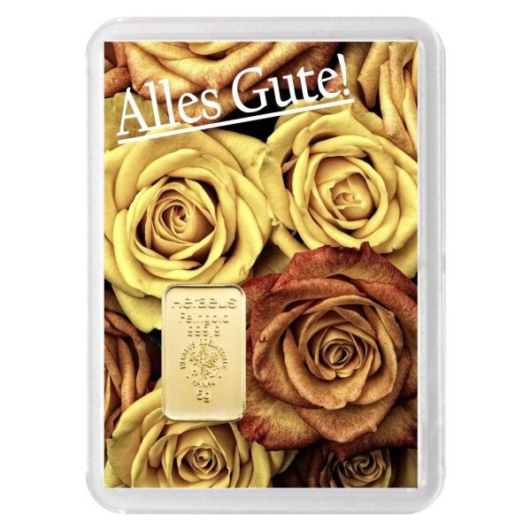 Geschenkbarren "Alles Gute" 5 Gramm Gold