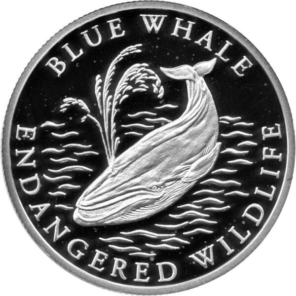 Liberia 10 Dollars 2001 - Gefährdete Tierwelt "Blauwal" - Silber PP