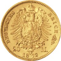 J.243 Preußen 20 Mark 1871 -1873 - Kaiser Wilhlem I. Gold - Erhaltung: s