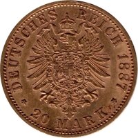 J.246 Preußen 20 Mark 1874-1888 - Kaiser Wilhlem I. - Gold -vz