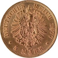 J.244 Preußen 5 Mark 1877-1878 - Kaiser Wilhlem I. - Gold -s