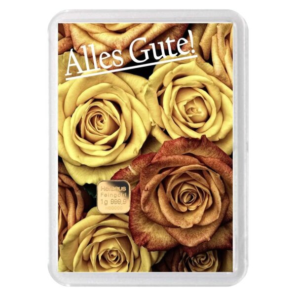 Geschenkbarren "Alles Gute" 1 Gramm Gold