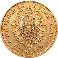 J.256 Reuß  j.L. (Schleiz) 20 Mark 1881 - Fürst Heinrich XIV. - Gold -ss