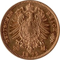 J.258 Sachsen 20 Mark 1872 - König Johann - Gold -s