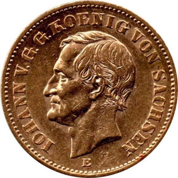 J.259 Sachsen 20 Mark 1873 - König Johann - Gold -ss