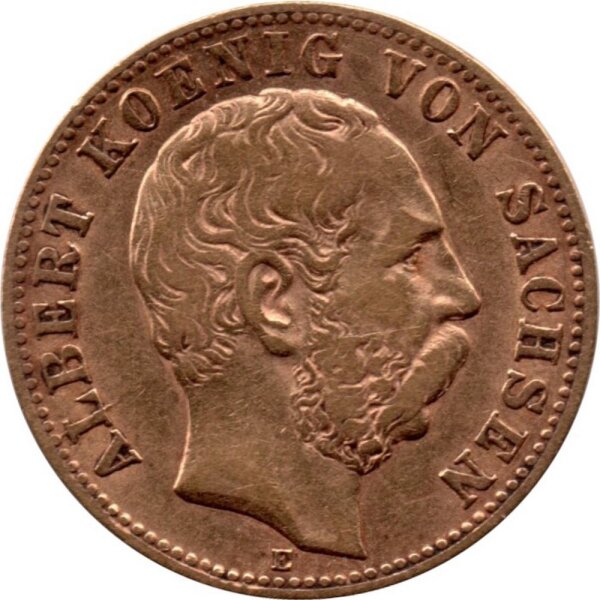 J.261 Sachsen 10 Mark 1874-1888 - König Albert - Gold -ss
