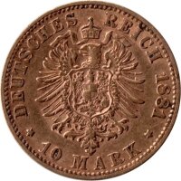 J.261 Sachsen 10 Mark 1874-1888 - König Albert - Gold -ss