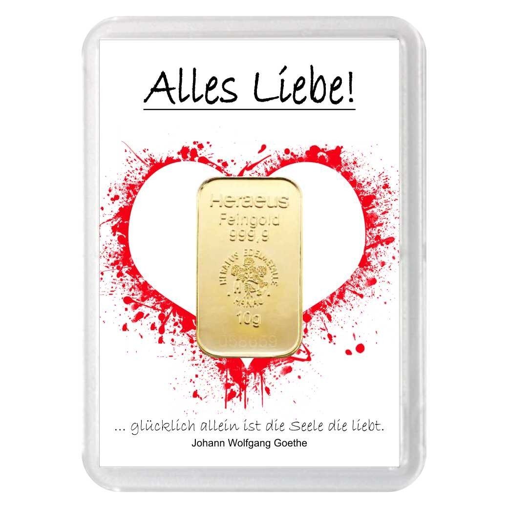 Geschenkbarren "Alles Liebe" 10 Gramm Gold