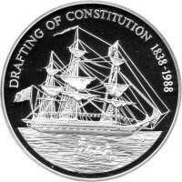 Pitcairn Islands 50 Dollar 1988 - 150. Jahrestag der Ausarbeitung der Verfassung - 5 oz Silber - PP