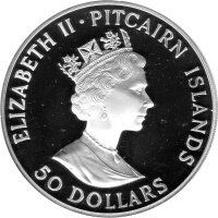 Pitcairn Islands 50 Dollar 1988 - 150. Jahrestag der Ausarbeitung der Verfassung - 5 oz Silber - PP