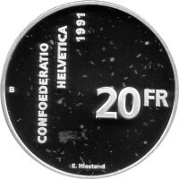 Schweiz 20 Franken 1991 - 700 Jahre Schweizerische Eidgenossenschaft - Silber PP