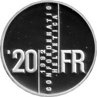 Schweiz 20 Franken 1992 - Gertrud Kurz - Silber PP
