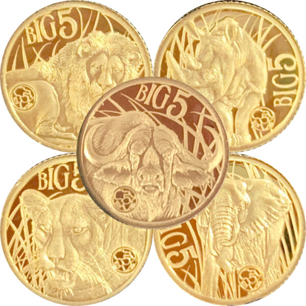 Guinea Big Five 5 x 0,5 Gramm Goldmünzen
