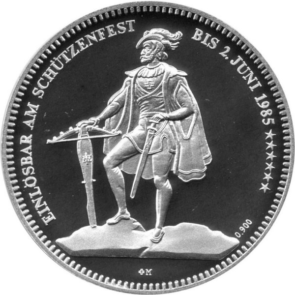 Schweiz 50 Franken 1985 - Schweizer Schützentaler "Schützenfest Altdorf" - Silber PP