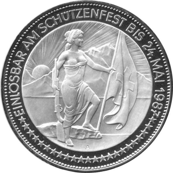 Schweiz 50 Franken 1987 - Schweizer Schützentaler "Schützenfest Glarus" - Silber PP