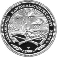 Schweiz 50 Franken 1988 - Schweizer Schützentaler "Schützenfest Brugg" - Silber PP
