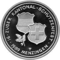 Schweiz 50 Franken 1989 - Schweizer Schützentaler "Schützenfest Menzingen" - Silber PP