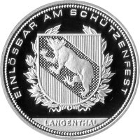 Schweiz 50 Franken 1991 - Schweizer Schützentaler "Schützenfest Langenthal" - Silber PP