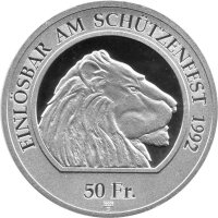 Schweiz 50 Franken 1992 - Schweizer Schützentaler "Schützenfest Dielsdorf" - Silber PP