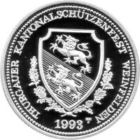 Schweiz 50 Franken 1993 - Schweizer Schützentaler "Schützenfest Weinfelden" - Silber PP