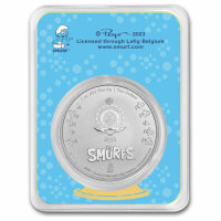 Niue Smurfs - Schlümpfe 2023 Weihnachten Schneemann 1 oz Silber I Coloriert