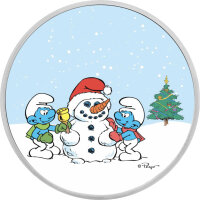 Niue Smurfs - Schlümpfe 2023 Weihnachten Schneemann 1 oz Silber I Coloriert
