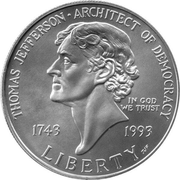 USA 1 Dollar 1993 -P- 250. Geburtstag von Thomas Jefferson - Silber