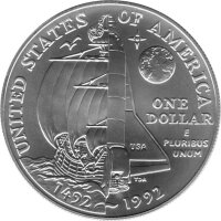 USA 1 Dollar 1992 -D- 500 Jahre Entdeckungsreise Columbus - Silber