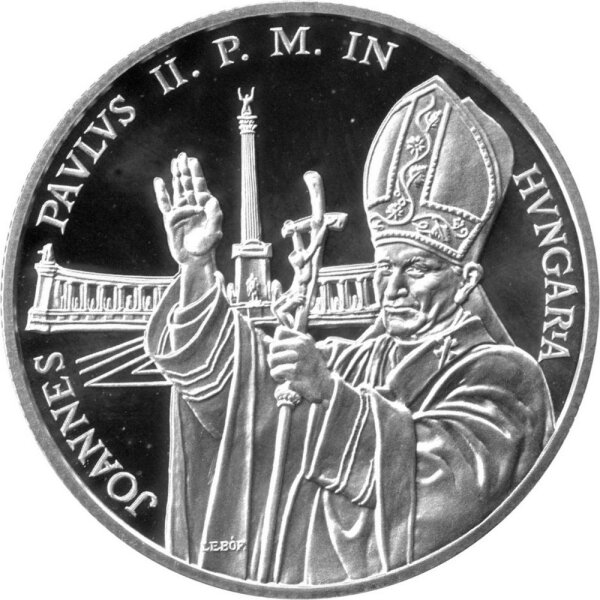 Ungarn 500 Forint 1991 - Papst Johannes Paul II "Papstbesuch" - Silber PP