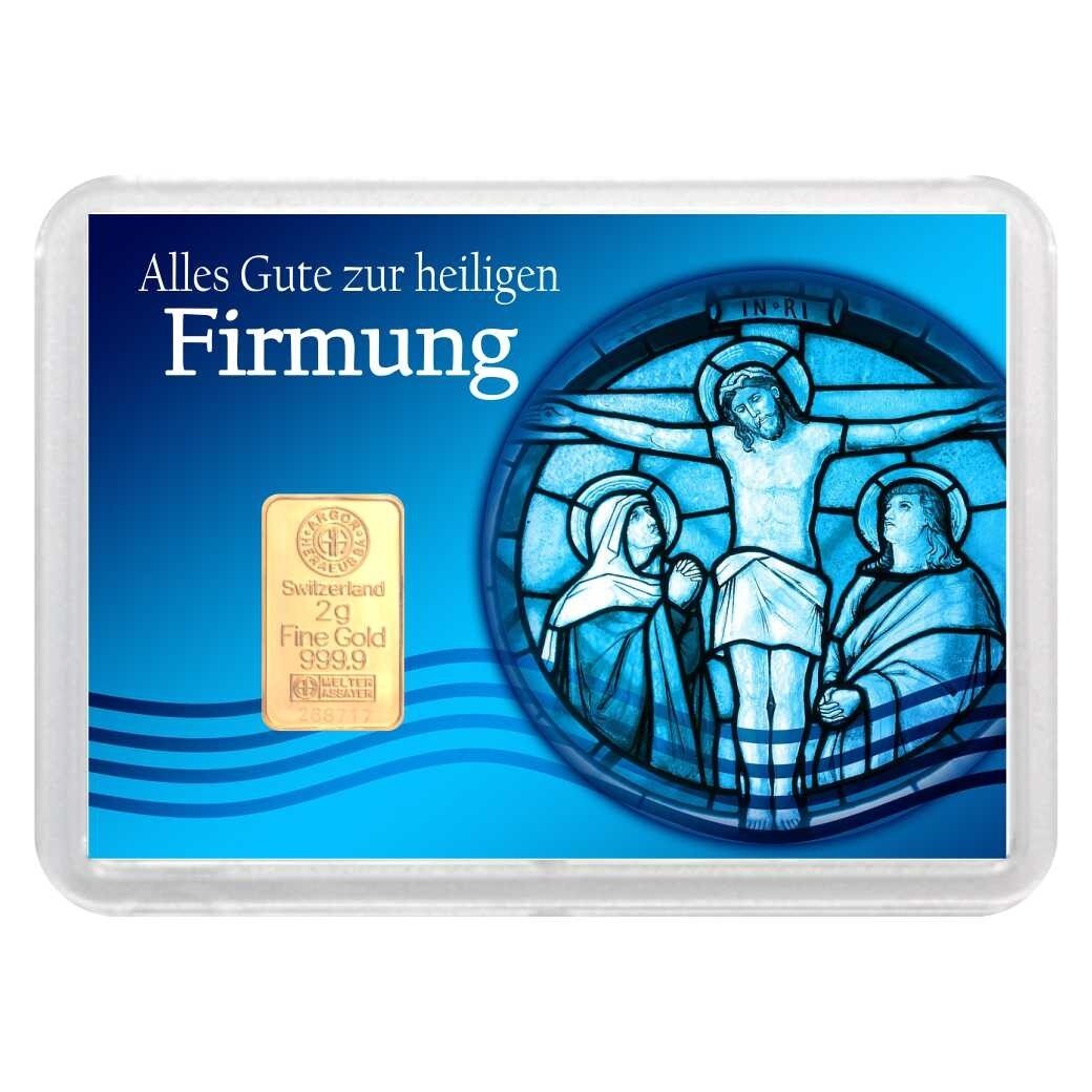 Geschenkbarren "Firmung" 2 Gramm Gold