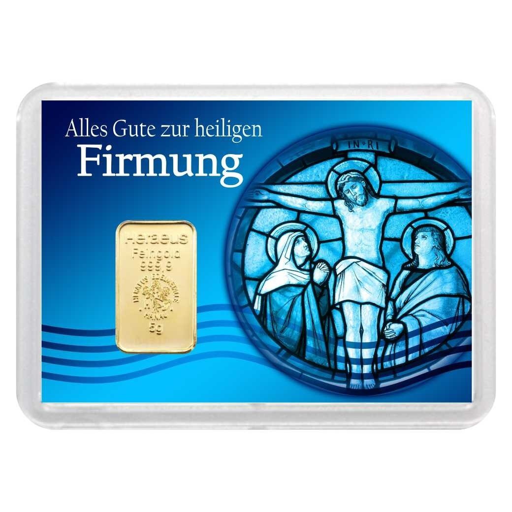 Geschenkbarren "Firmung" 5 Gramm Gold