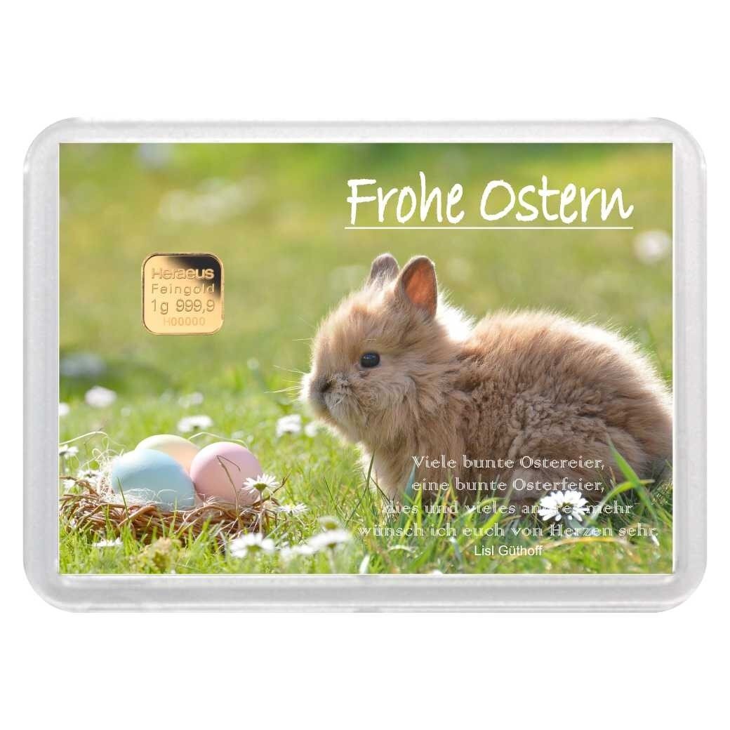 Geschenkbarren "Frohe Ostern" 1 Gramm Gold