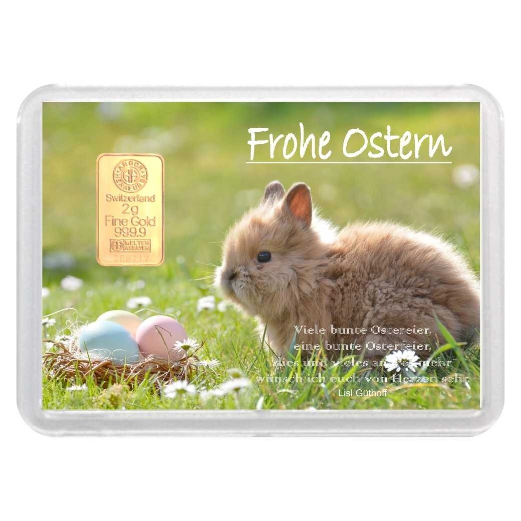 Geschenkbarren "Frohe Ostern" 2 Gramm Gold