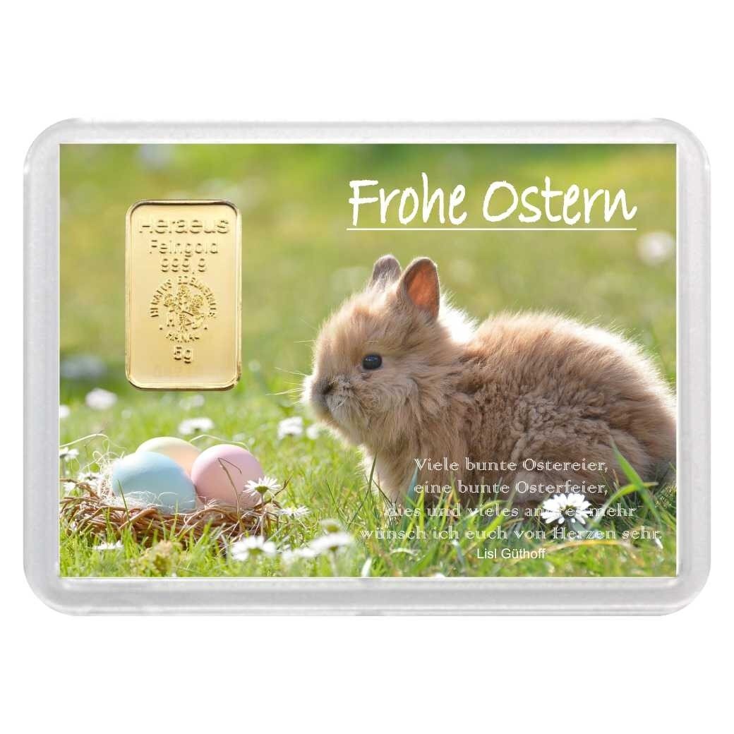 Geschenkbarren "Frohe Ostern" 5 Gramm Gold