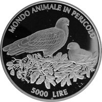 San Marino 5.000 Lire 1996 - Greifvogel - Silber PP