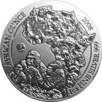 Ruanda African Ounce 2008 Berggorilla 1 oz Silber F12