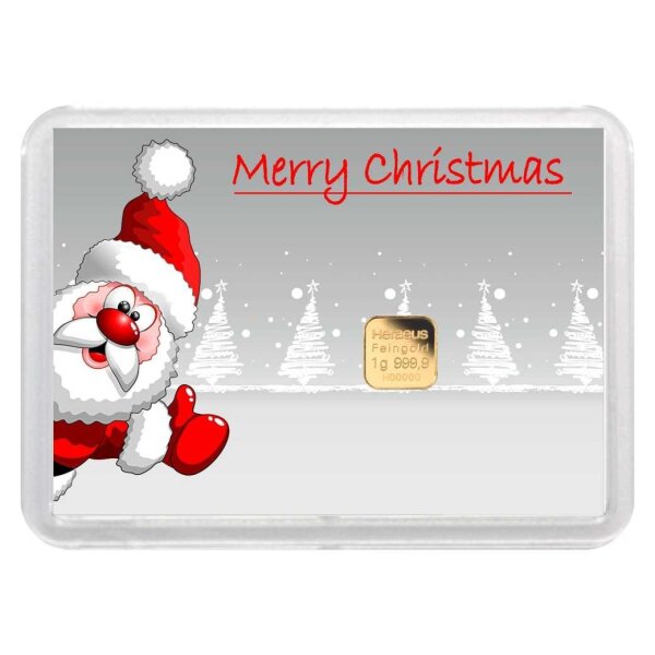 Geschenkbarren "Merry Christmas" 1 Gramm Gold